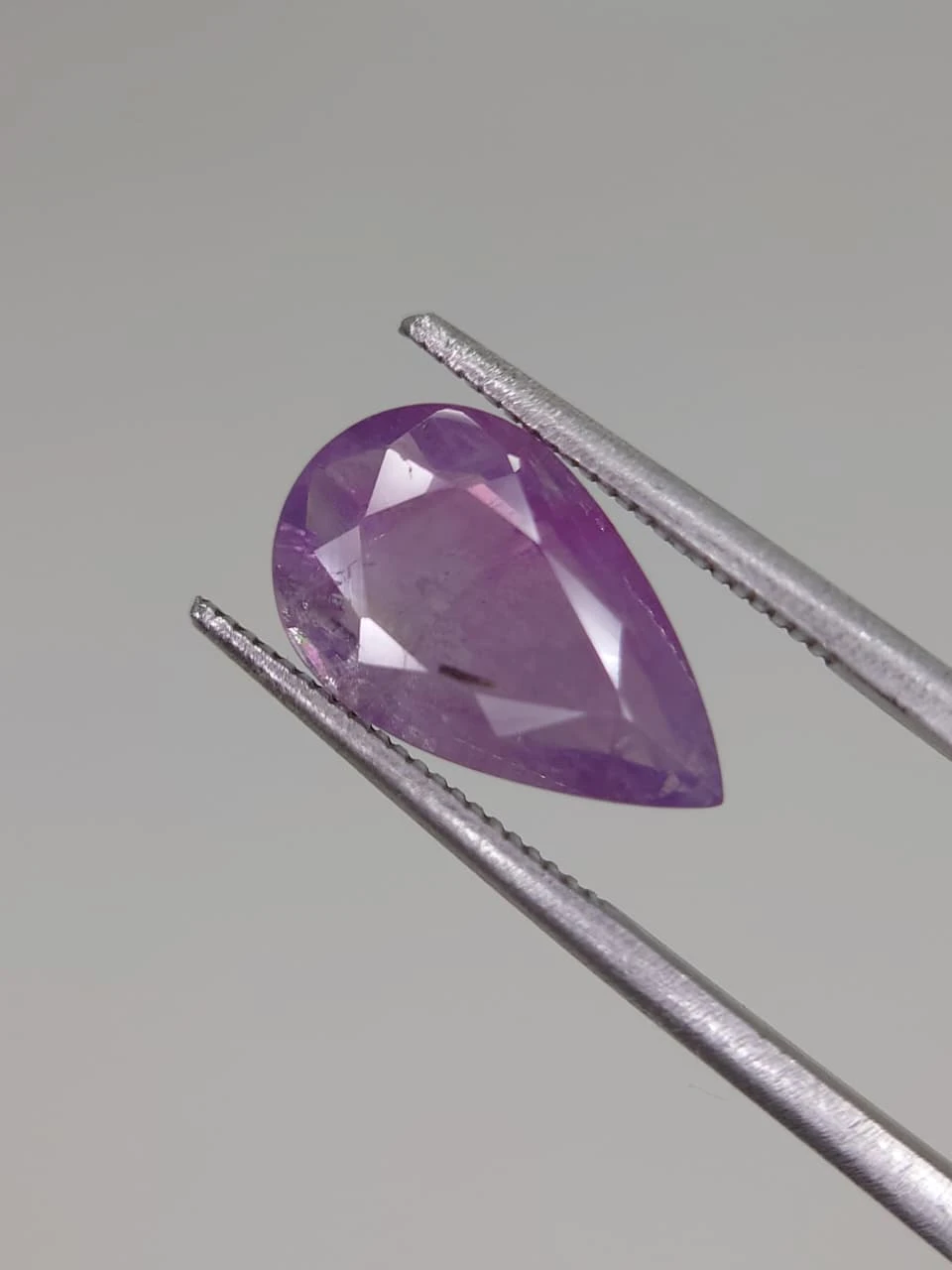 3.2ct Natural Pinkish Purple Sapphire in Teardrop Shape from Kashmir Pakistan — view 5